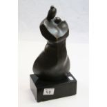 Contemporary Bronze Statue of a Mother and Child on Plinth, signed M / W and number 21/195