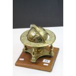 Brass Zodiac Celestial Globe on Wooden Stand, 22cms high