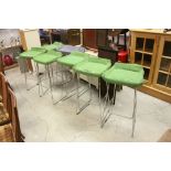 Seven Swedish Swedese ' Happy ' Bar Stools with Upholstered Seats and Chrome Stands