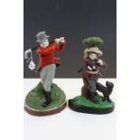 Two Large Metal Doorstops - Golfer and Game Keeper