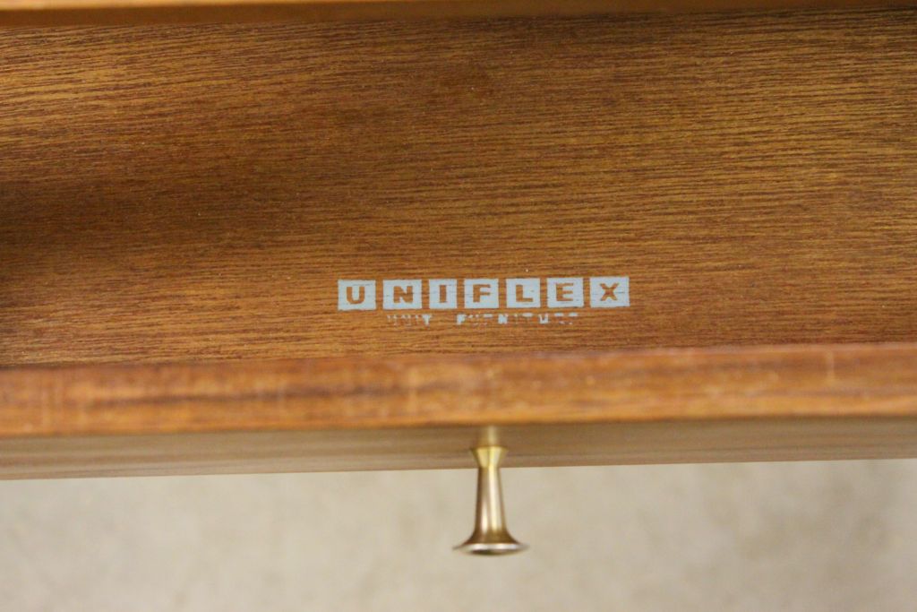 Retro Uniflex Teak Chest of Two Short and Two Long Drawers with Gilt Metal Knob Handles, 92cms long - Image 2 of 3