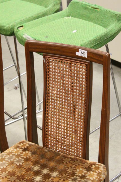 Set of Six G-Plan Teak Dining Chairs with Cane Panel Backs and Stuffed Seats - Image 2 of 3