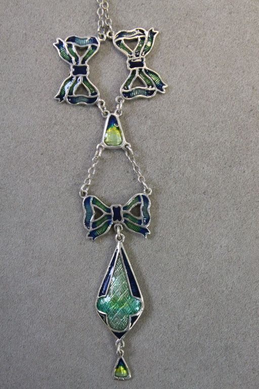 Silver and Blue Enamel Butterfly Shaped Necklace on Silver Chain - Image 2 of 4