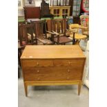 Retro Uniflex Teak Chest of Two Short and Two Long Drawers with Gilt Metal Knob Handles, 92cms long