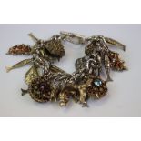 White metal Costume jewellery Charm bracelet with mainly Sea themed Charms