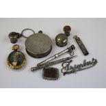 Box of Mixed Collectables including Silver and Yellow Metal plus Pearl Mourning Brooch dated 1839