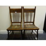 Bentwood, a pair of Art Nouveau period spoke backed chairs with decorative back, the seating area of