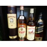 4 x assorted bottles of un-opened Scotch Whisky, including Black lable 12 year old, est 30-80