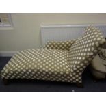 Good quality chaise lounge, reproduction version with fire mark purchased from John Lewis, fawn