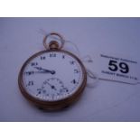 Gent's antique 9ct gold pocket watch, 1.3/4" dial, with second hand secondary aperture, working