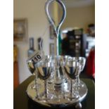 6 place setting Hotel Ware, silver plated egg cup and stand est 20-40