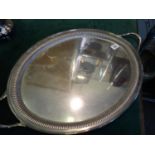 Large solid silver Butlers Tray Birmingham h/m 1904 makers BB, 26" long 17" wide with 2 carrying