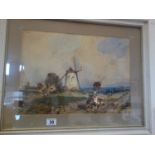 F/g watercolour c1880 signed bottom left E Huot? a scene depicting a panoramic Dutch landscape scene