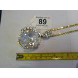 Gigantic large 95ct crystal quartz stone, measures 40mm x 30mm x 15mm deep, set in 585 gold, with