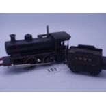 Live steam Locomotive, and tender, black decoration and No:2663 with accompanying and matching black