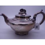 Solid silver tea pot London h/m 1832? makers Richard William Atkins and William Somersall, 678 grams