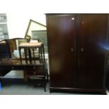 Stag, a mahogany double wardrobe with 2 doors to the front with matching Stag pedestal dressing