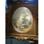 Thomas Creswick, a fine quality 19c signed oil painting on panel 8.5" x 6.5" oval shaped signed with