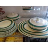 Ribstone Ware by Booths, a beige and green banded part dinner service highlights include 3
