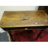 Regency period rosewood tea table, brass inlaid to the top on 4 turned supports, the back 2 with a