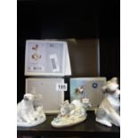 3 x boxed Lladro animals including New Friend, a seated dog with a snail on its leg, Kitty