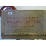 Film memorabilia, motion picture film, manufactured by Kodak Limited, a pine and cardboard box,