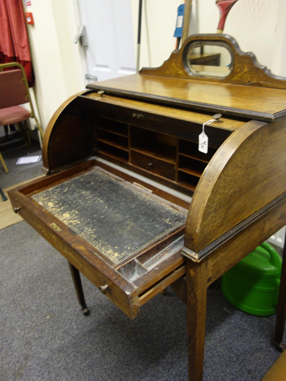 19c mahogany Bonheur du Jour desk, - Image 2 of 4