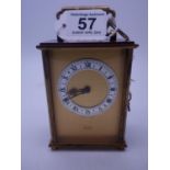 Gilt metal 8 day 1950's carriage clock, with Swiss movement, est 30-60