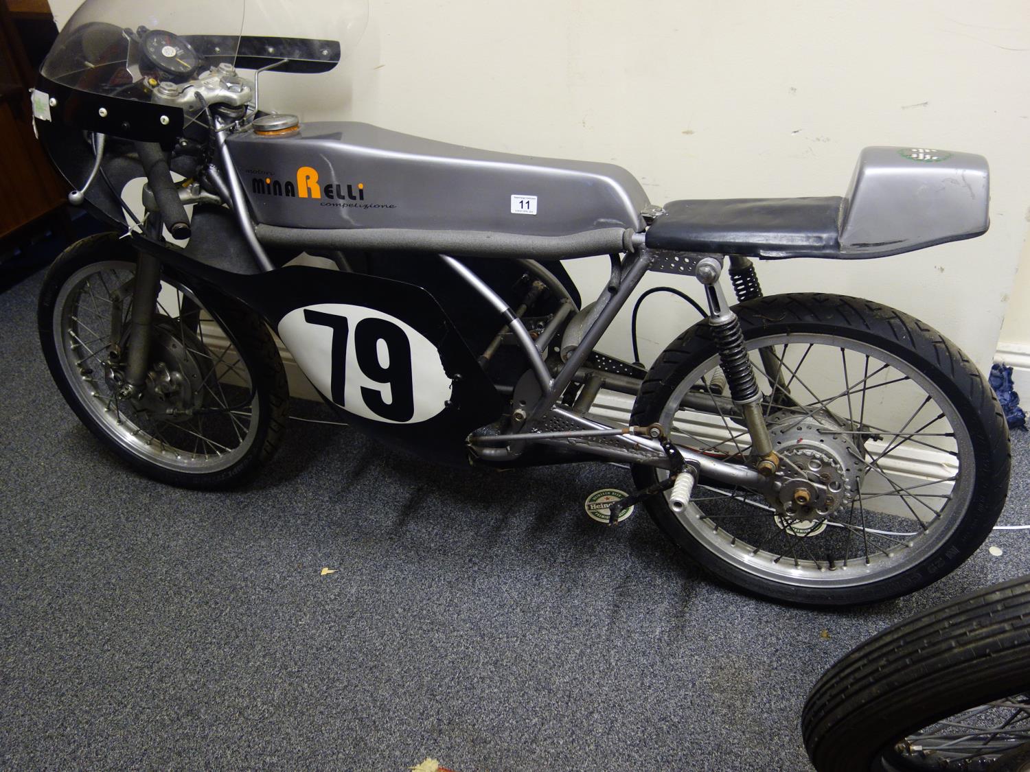 Collectable 1970's Cafe Racer Minarelli Compelizione, former racing bike with frame, wheels tyres