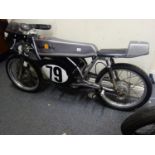 Collectable 1970's Cafe Racer Minarelli Compelizione, former racing bike with frame, wheels tyres