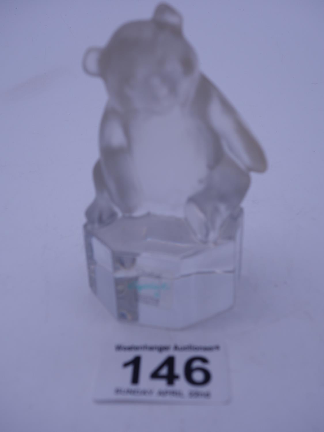 Crystal opaque glass Bear by Goebel, 3.3/4" tall signed to base Goebel,