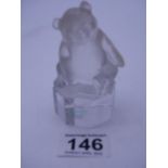 Crystal opaque glass Bear by Goebel, 3.3/4" tall signed to base Goebel,
