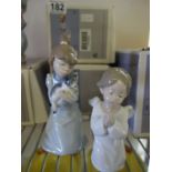 Lladro, 2 x figurines with original boxes, 1 entitled Sleepy Kitten the other Angle Praying,