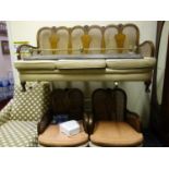 1920's 3 item bergere suit comprising 3 seater sofa and 2 armchairs with walnut body on small pad