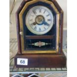 Early 20th century American Tea Clock, 10" high by Jerome & Co, 8 day movement with key striking
