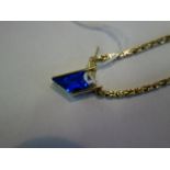 Pendant Blue Spinel Solitaire synthetic stone,gold mount stamped 585 14 ct gold +accompanying 8ct