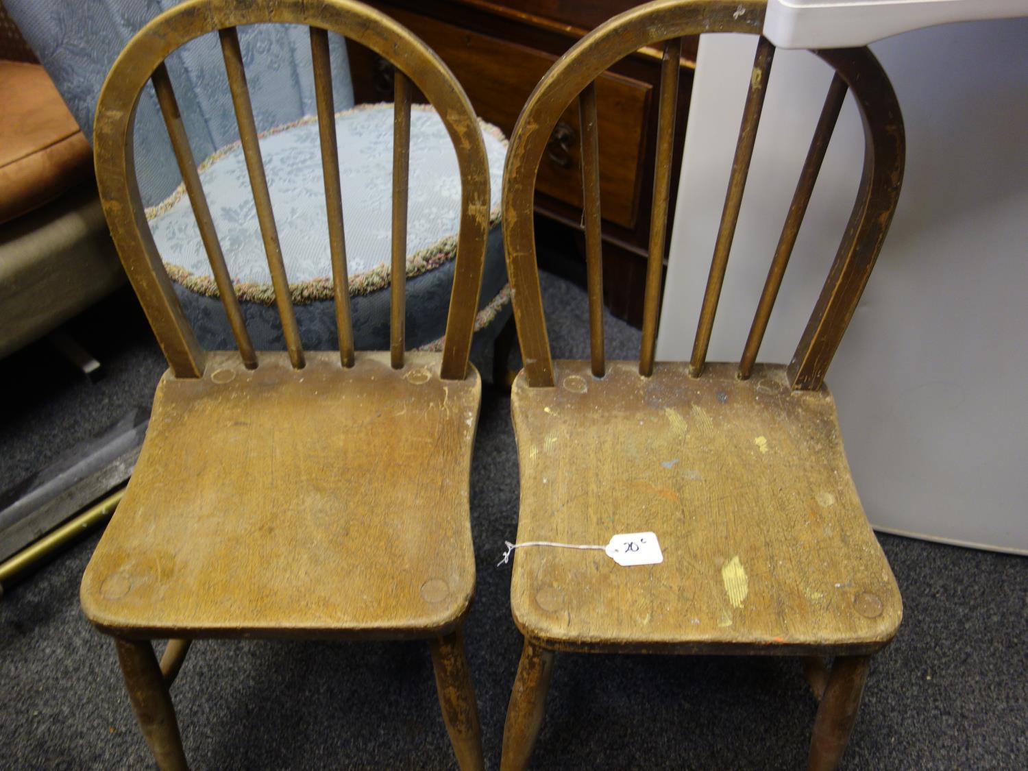 2 x similar nursery school wooden children's chair, both c1940's-50's Suffolk Windsor design,