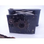 Unusual miniature Kodak box camera with original leather case, marked March 1902, May 1918, model