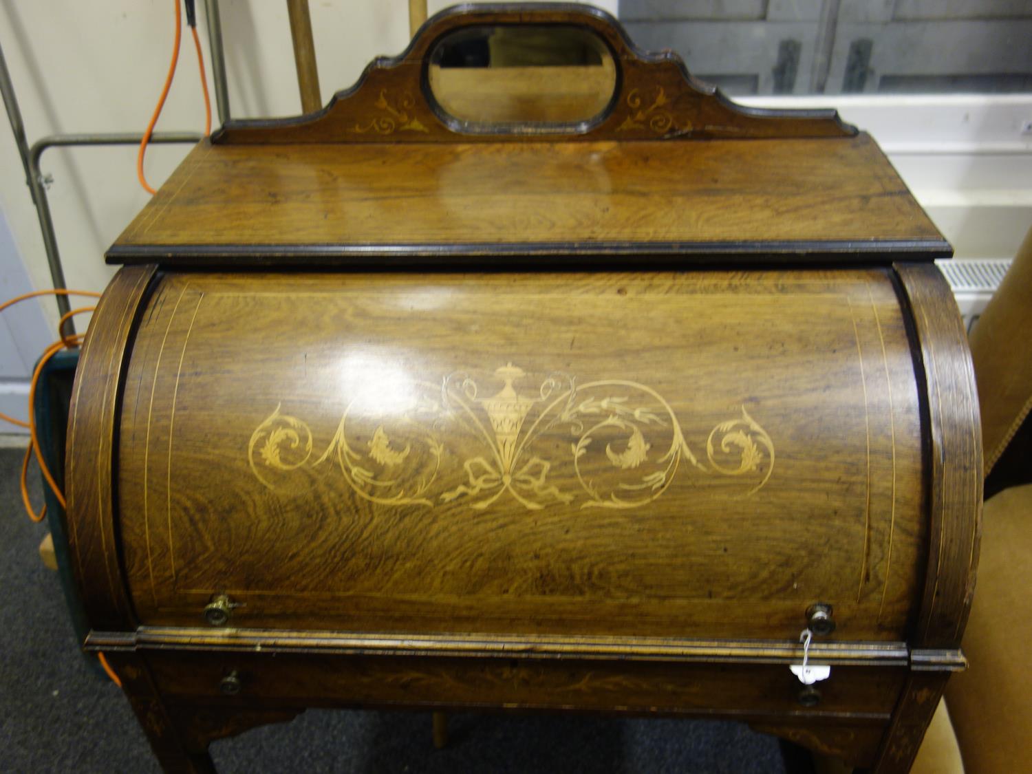 19c mahogany Bonheur du Jour desk, - Image 3 of 4