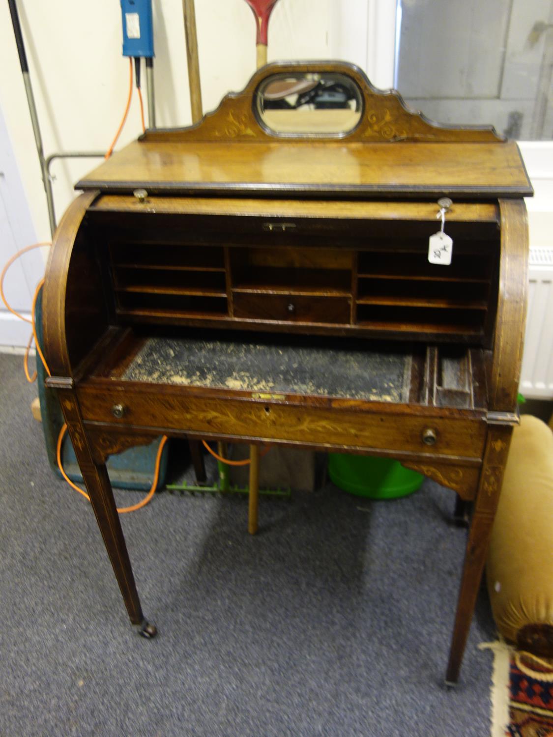 19c mahogany Bonheur du Jour desk,