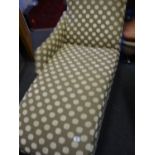 Contemporary Chaise Lounge upholstered in a Pokerdot material, 5' long