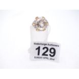 Ladies certrine/diamond ring on spun gold size L est 90-120