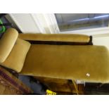 Edwardian period chaise lounge upholstered in a amber coloured velour