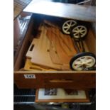 Vintage children's kit form pram or trolley made from ply wood with original box,