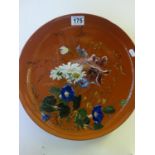 Minton, a Redware plaque by W. Mussill (Barbotine Master) decorated to the front with scrolling