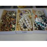 3 x trays containing assorted costume bead jewellery mainly necklaces