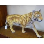 Large figurine of a Tiger, entitled On the Prowl, 21" long 10" tall Franklin mint 1988