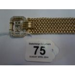 18ct gold and diamond set buckle bracelet, total weight 75 grams, the buckle contains 67 Diamonds