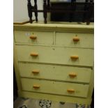 Victorian painted chest of 2 short and 3 graduating long drawers with later handles,