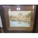 Pair of Framed and glazed naive watercolours, Egyptian scenes with figures and buildings, both dated